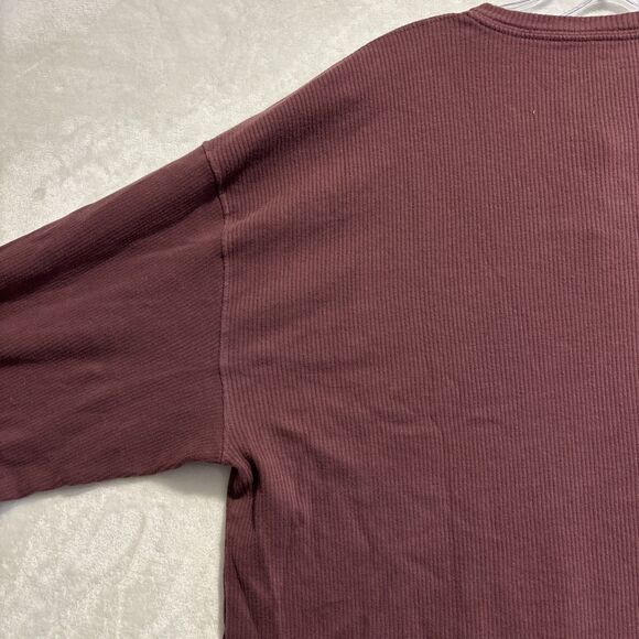 Abercrombie & Fitch Ribbed Soft AF Relaxed Henley Shirt Men's Large Maroon - Picture 8 of 14